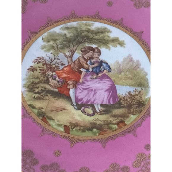 Fragonard Courting Couple "Love Story" Decorative Plate Victorian Edwardian - Picture 2 of 7